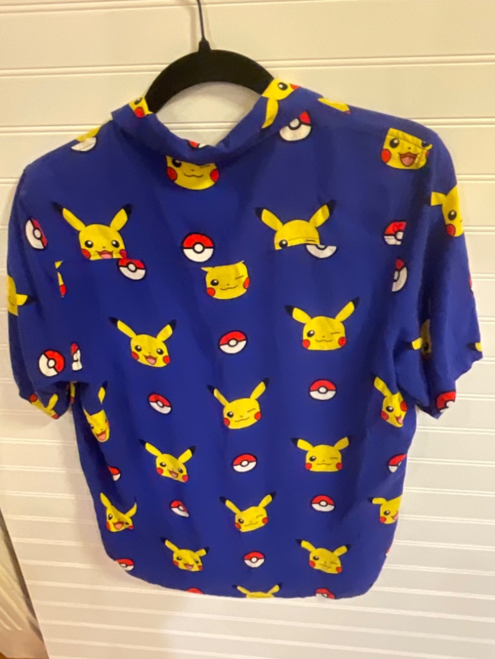Pokemon Pikachu Blue Button Up Shirt Size: Youth XL. Pre Owned - Picture 2 of 3